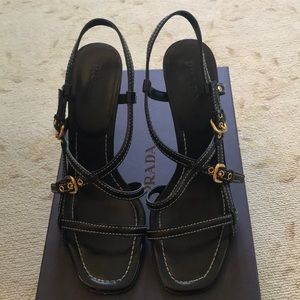 Prada 4” heel black sandals